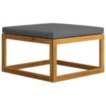 Repose-pied avec coussin gris foncé bois massif d'acacia – Image 3
