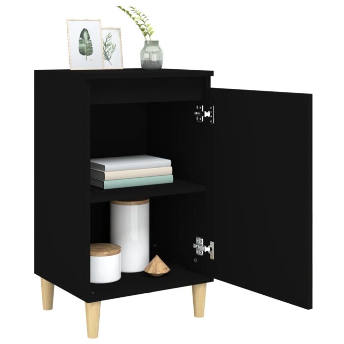 Table de chevet noir 40x35x70 cm bois d’ingénierie – Image 2