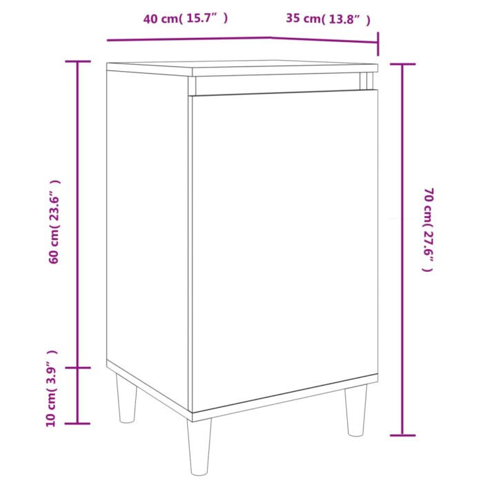 Tables de chevet 2 pcs noir 40x35x70 cm bois d'ingénierie – Image 8