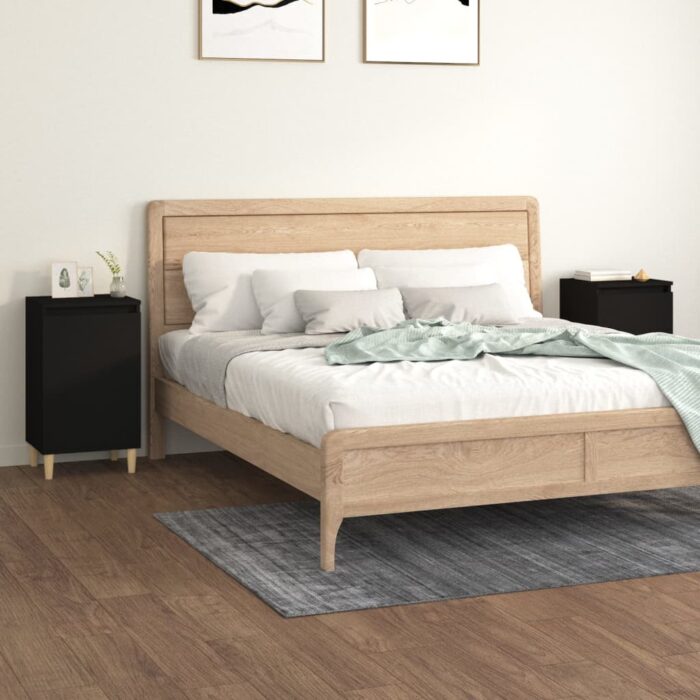 Tables de chevet 2 pcs noir 40x35x70 cm bois d'ingénierie – Image 1