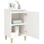 Tables de chevet 2pcs blanc brillant 40x35x70cm bois ingénierie – Image 2