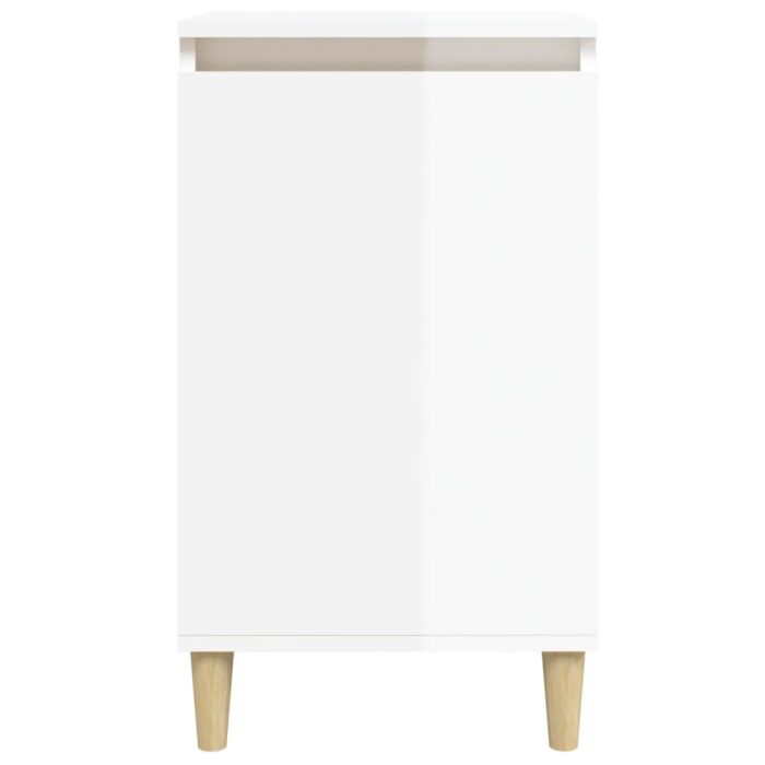 Tables de chevet 2pcs blanc brillant 40x35x70cm bois ingénierie – Image 3