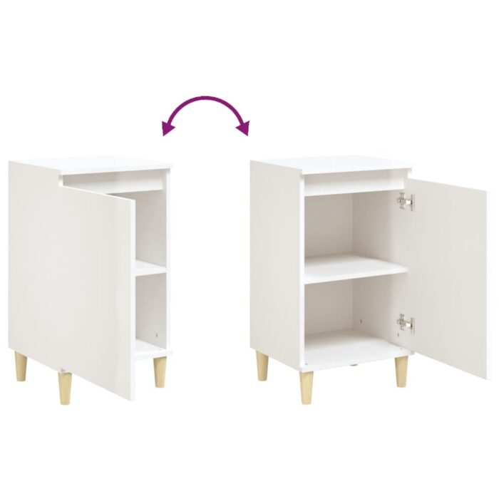 Tables de chevet 2pcs blanc brillant 40x35x70cm bois ingénierie – Image 6