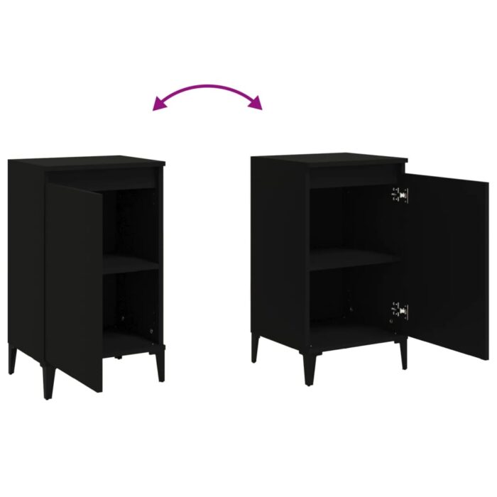 Tables de chevet 2 pcs noir 40x35x70 cm bois d'ingénierie – Image 7