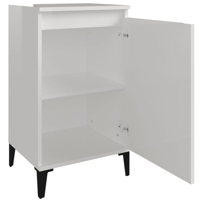 Table de chevet blanc brillant 40x35x70 cm bois d’ingénierie – Image 4