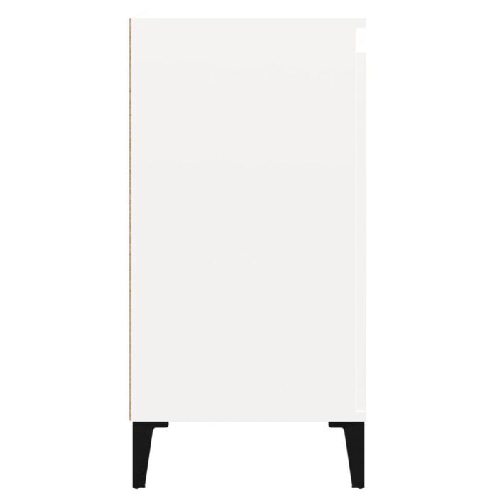 Table de chevet blanc brillant 40x35x70 cm bois d’ingénierie – Image 5