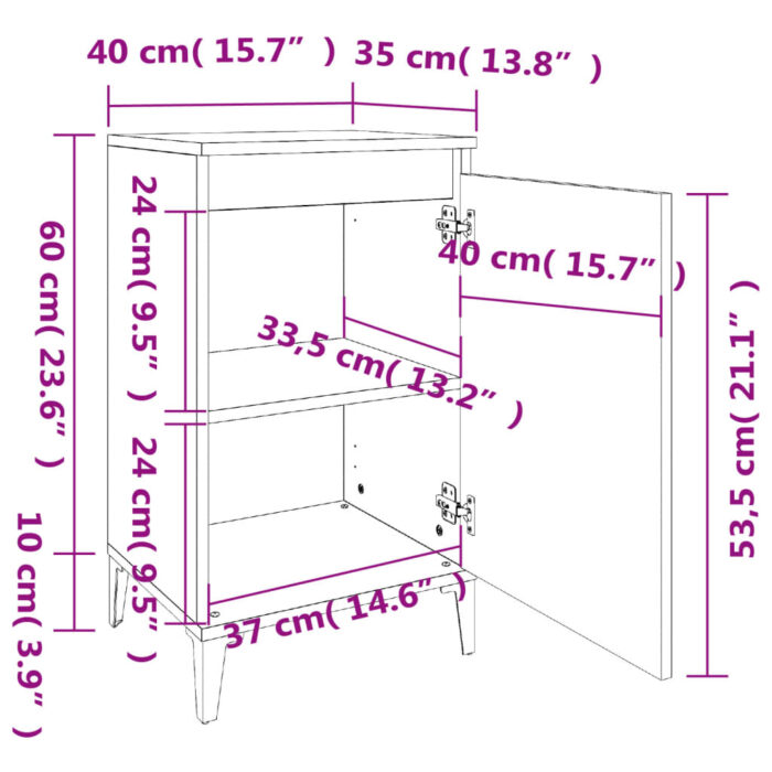 Table de chevet blanc brillant 40x35x70 cm bois d’ingénierie – Image 8