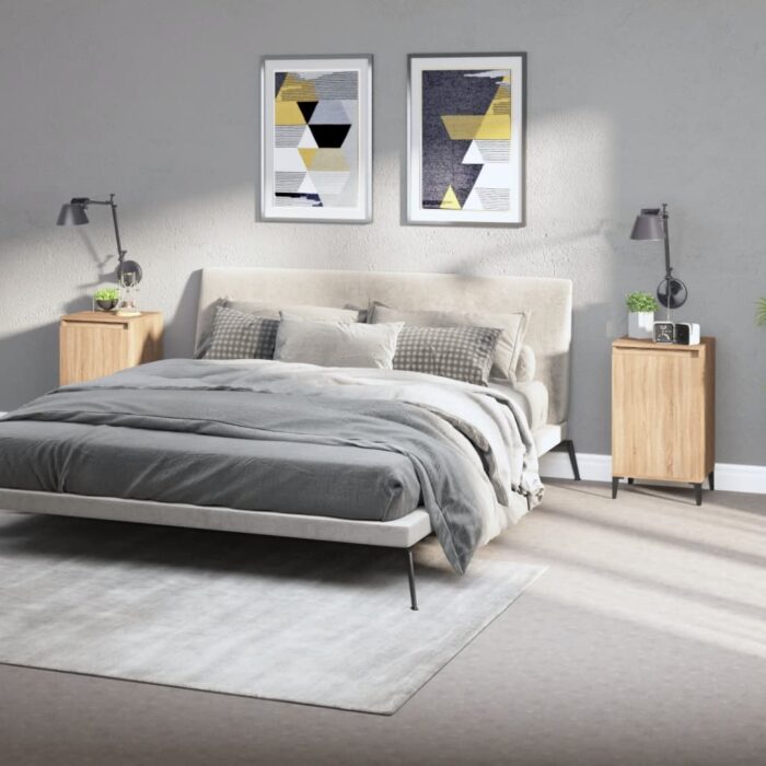 Tables de chevet 2pcs chêne sonoma 40x35x70cm bois d'ingénierie – Image 1