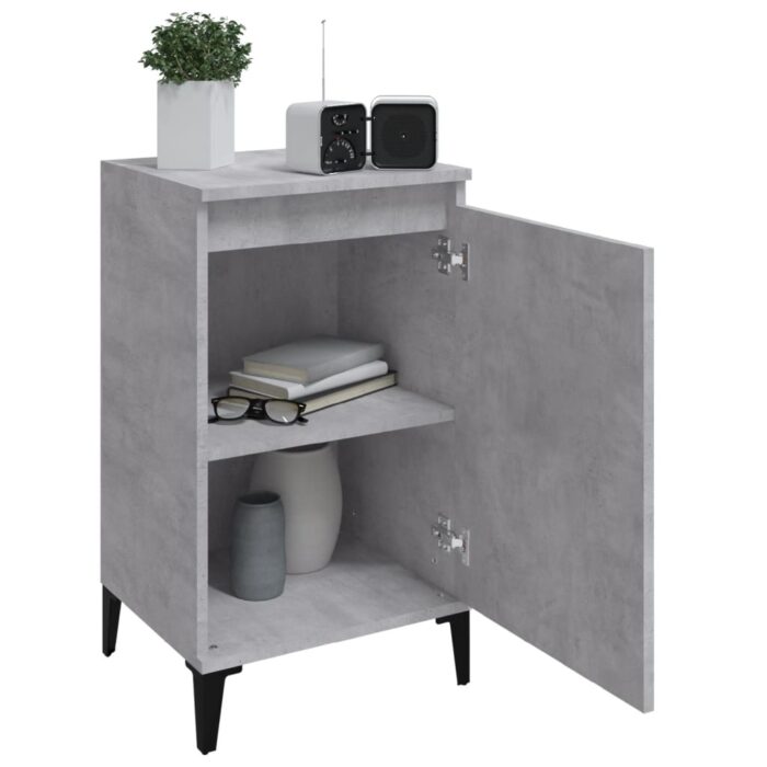 Tables de chevet 2 pcs gris béton 40x35x70 cm bois d'ingénierie – Image 2