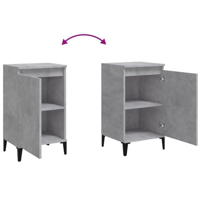 Tables de chevet 2 pcs gris béton 40x35x70 cm bois d'ingénierie – Image 7