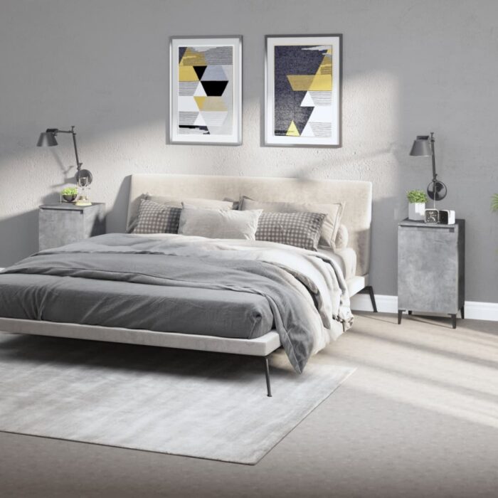 Tables de chevet 2 pcs gris béton 40x35x70 cm bois d'ingénierie – Image 1