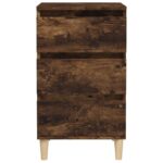 Table de chevet chêne fumé 40x35x70 cm bois d'ingénierie – Image 4