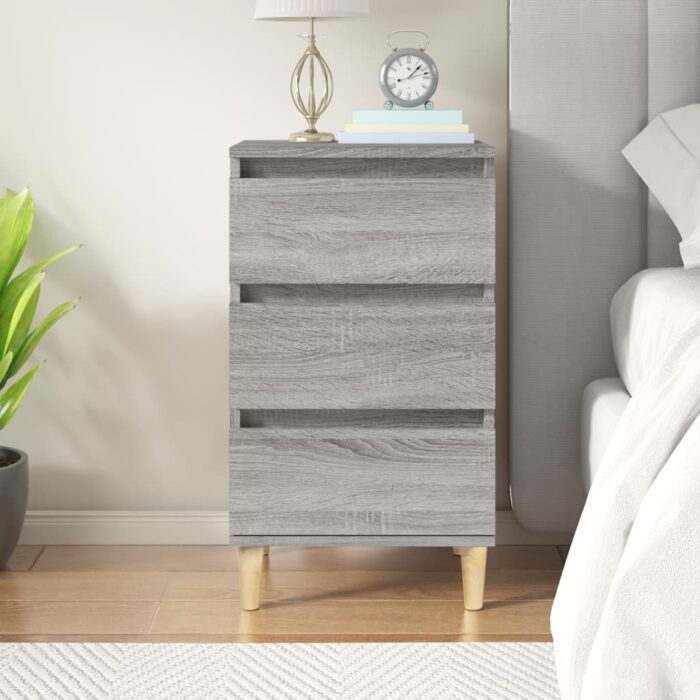 Table de chevet sonoma gris 40x35x70 cm bois d'ingénierie – Image 1