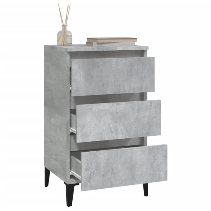 Table de chevet gris béton 40x35x70 cm bois d'ingénierie – Image 3