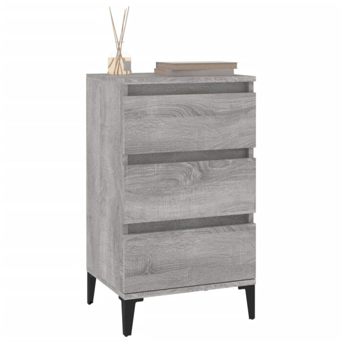 Table de chevet sonoma gris 40x35x70 cm bois d'ingénierie – Image 2