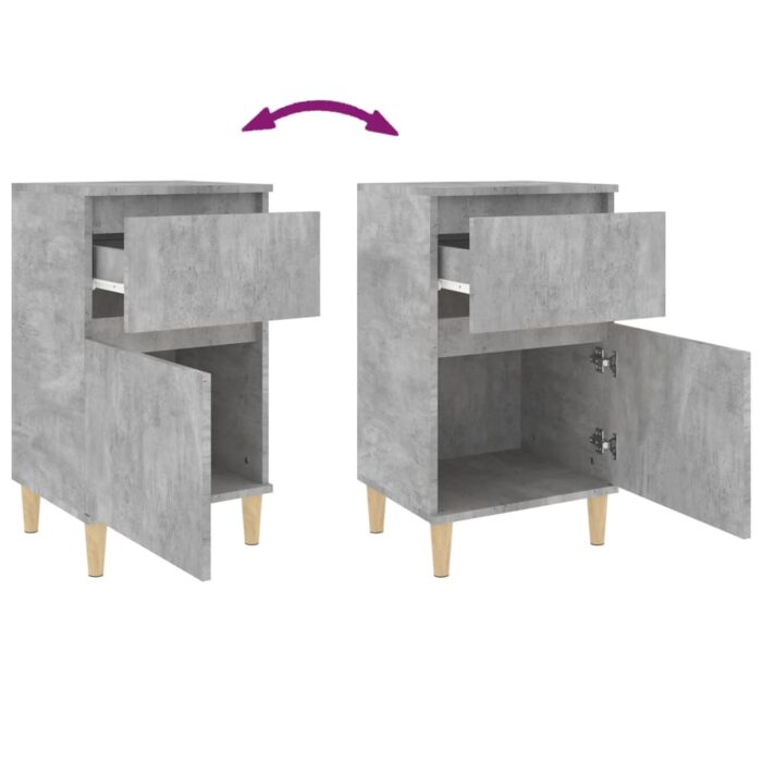 Tables de chevet 2 pcs gris béton 40x35x70 cm – Image 7
