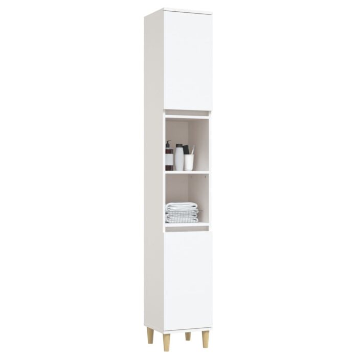 Armoire de salle de bain blanc 30x30x190 cm bois d'ingénierie – Image 2