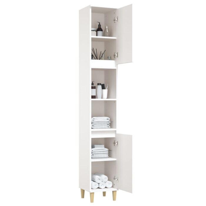 Armoire de salle de bain blanc 30x30x190 cm bois d'ingénierie – Image 3