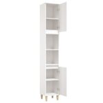 Armoire de salle de bain blanc 30x30x190 cm bois d'ingénierie – Image 5