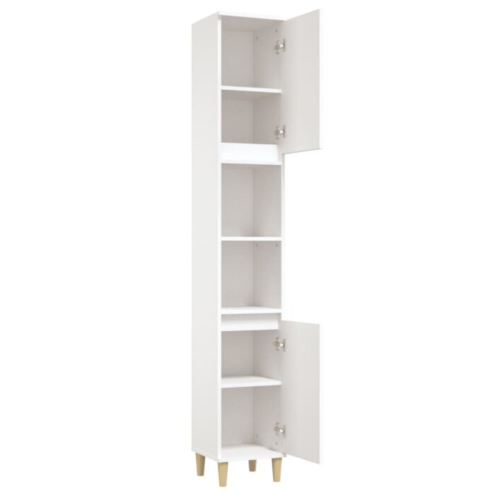 Armoire de salle de bain blanc 30x30x190 cm bois d'ingénierie – Image 5