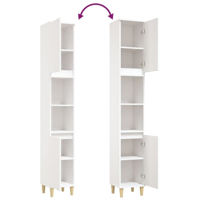 Armoire de salle de bain blanc 30x30x190 cm bois d'ingénierie – Image 7