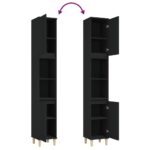 Armoire de salle de bain noir 30x30x190 cm bois d'ingénierie – Image 7