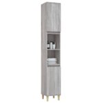 Armoire de bain sonoma gris 30x30x190 cm bois d'ingénierie – Image 2