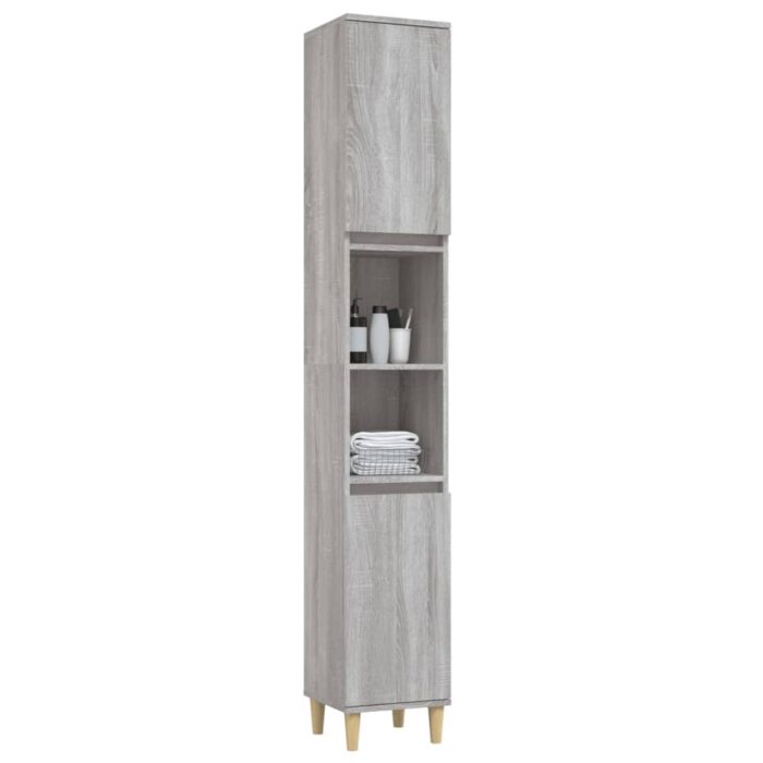 Armoire de bain sonoma gris 30x30x190 cm bois d'ingénierie – Image 2