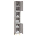 Armoire de bain sonoma gris 30x30x190 cm bois d'ingénierie – Image 3