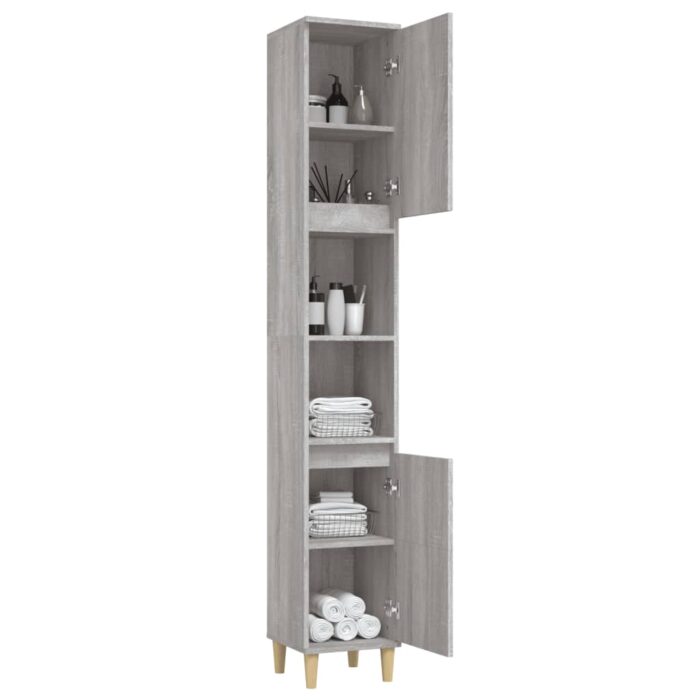 Armoire de bain sonoma gris 30x30x190 cm bois d'ingénierie – Image 3