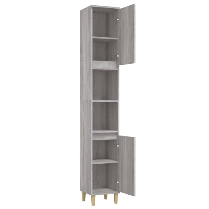 Armoire de bain sonoma gris 30x30x190 cm bois d'ingénierie – Image 5