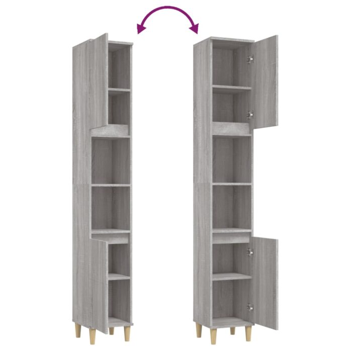 Armoire de bain sonoma gris 30x30x190 cm bois d'ingénierie – Image 7