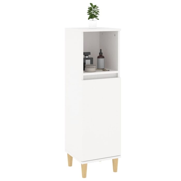 Armoire de salle de bain blanc 30x30x100 cm bois d'ingénierie – Image 3