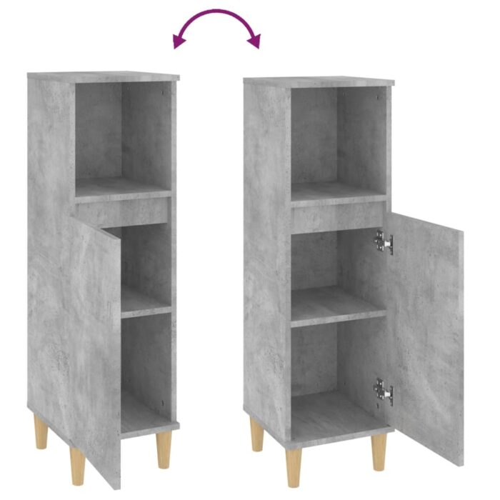 Armoire de salle de bain gris béton 30x30x100 cm – Image 7