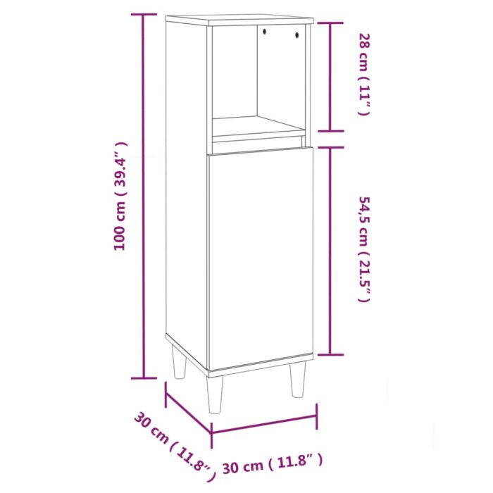 Armoire de salle de bain gris béton 30x30x100 cm – Image 9