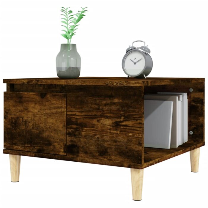 Table basse chêne fumé 55x55x36,5 cm bois d'ingénierie – Image 2