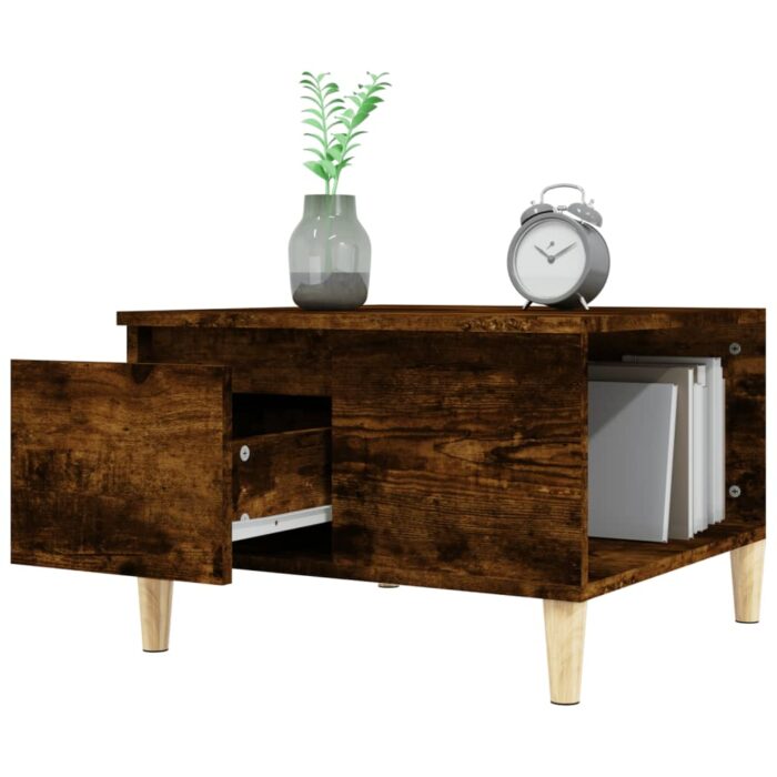 Table basse chêne fumé 55x55x36,5 cm bois d'ingénierie – Image 3