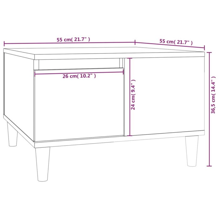 Table basse chêne fumé 55x55x36,5 cm bois d'ingénierie – Image 8