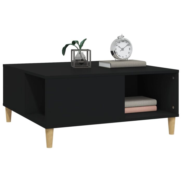 Table basse noir 80x80x36,5 cm bois d'ingénierie – Image 2