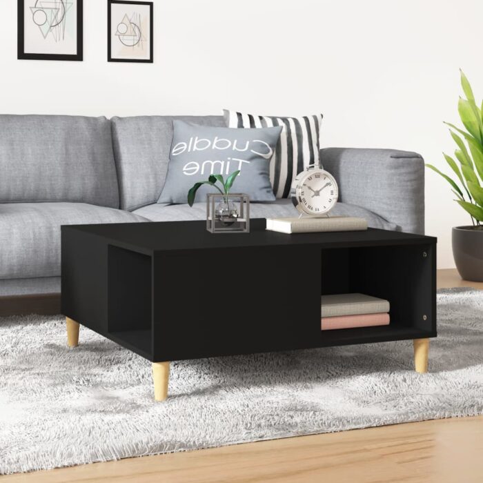 Table basse noir 80x80x36,5 cm bois d'ingénierie – Image 1