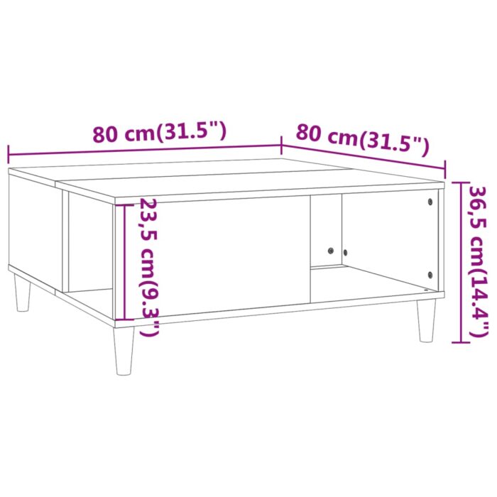 Table basse gris béton 80x80x36,5 cm bois d'ingénierie – Image 6
