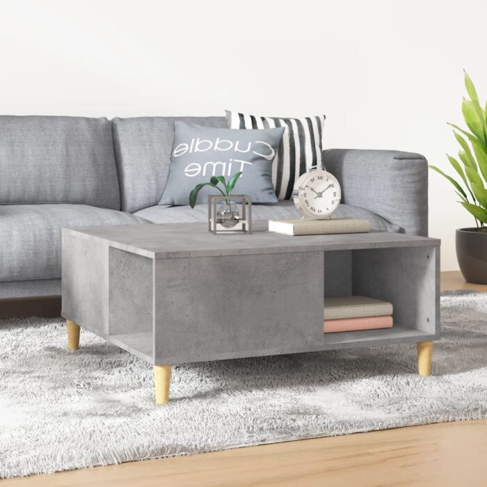 Table basse gris béton 80x80x36,5 cm bois d'ingénierie – Image 1