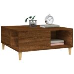 Table basse chêne marron 80x80x36,5 cm bois d'ingénierie – Image 2