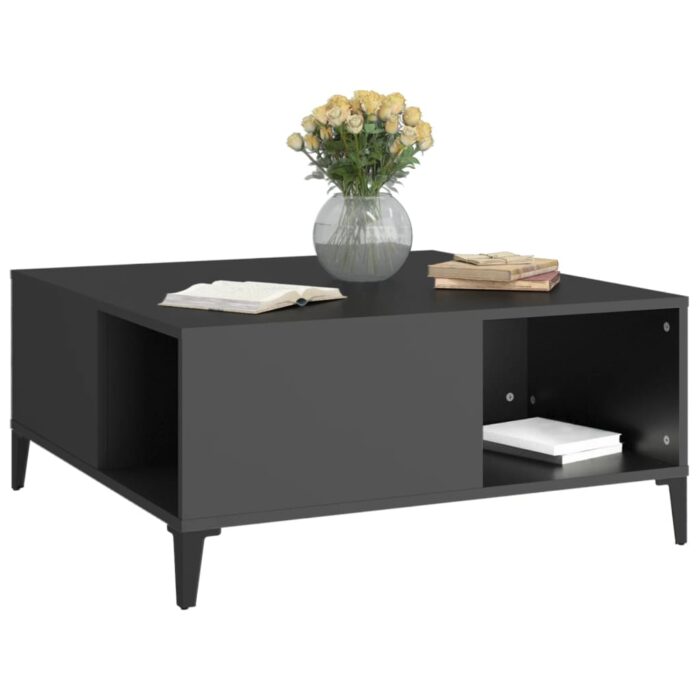 Table basse noir 80x80x36,5 cm bois d'ingénierie – Image 2