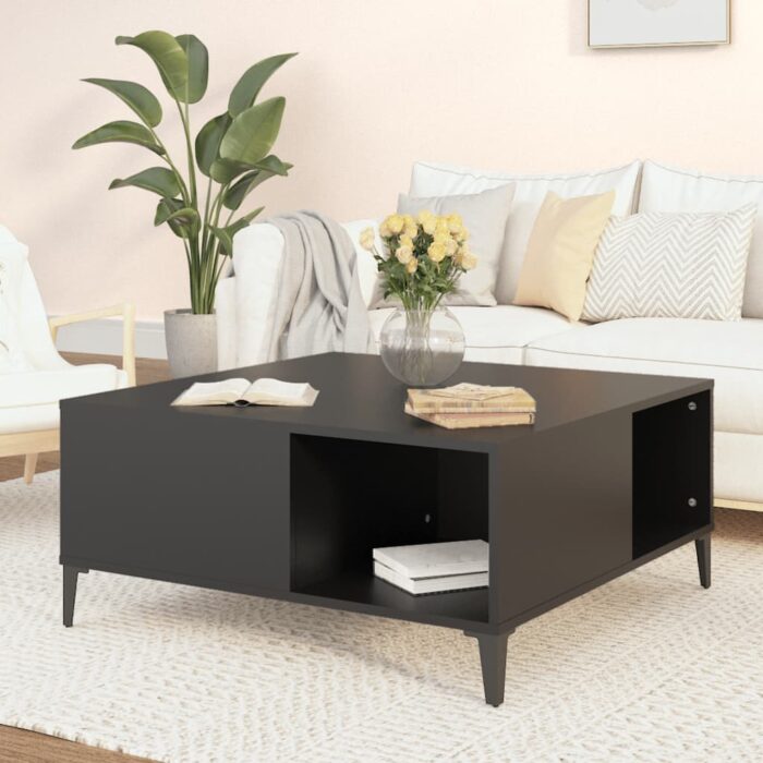 Table basse noir 80x80x36,5 cm bois d'ingénierie – Image 1