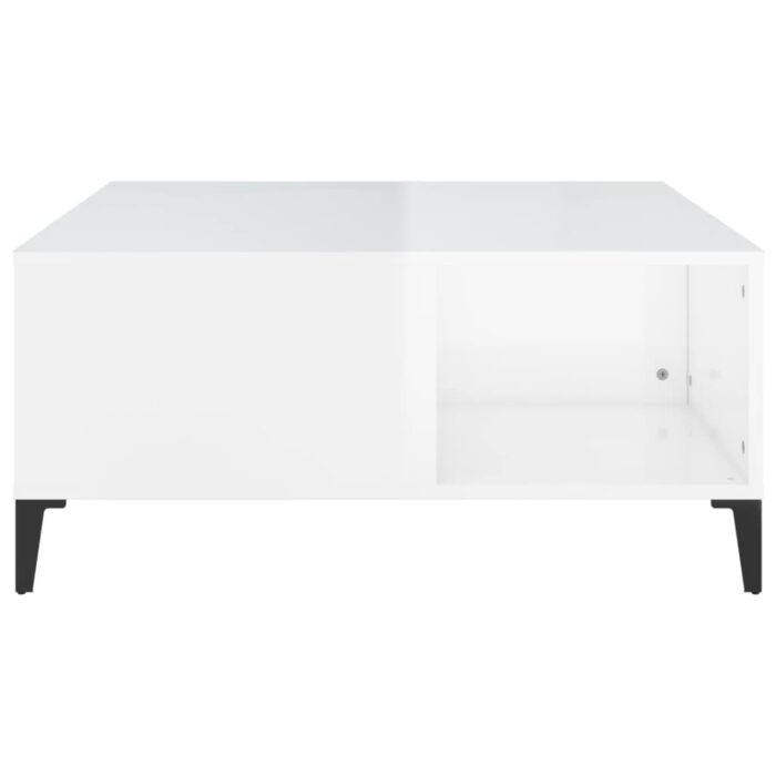 Table basse blanc brillant 80x80x36,5 cm bois d'ingénierie – Image 4