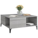 Table basse sonoma gris 80x80x36,5 cm bois d'ingénierie – Image 2