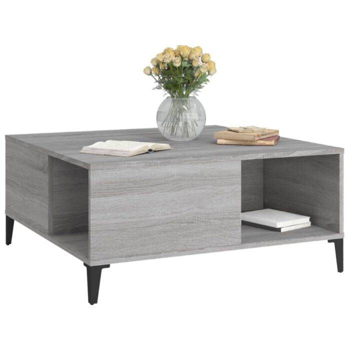 Table basse sonoma gris 80x80x36,5 cm bois d'ingénierie – Image 2
