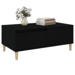 Table basse Noir 90x50x36,5 cm Bois d'ingénierie – Image 2