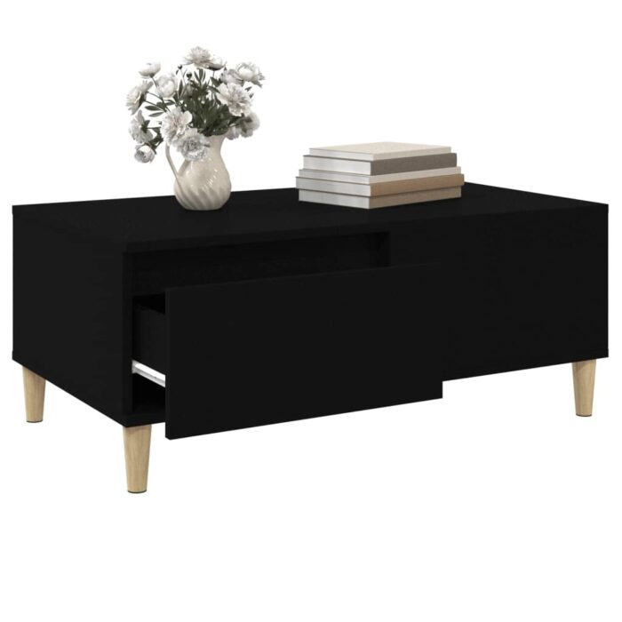 Table basse Noir 90x50x36,5 cm Bois d'ingénierie – Image 3